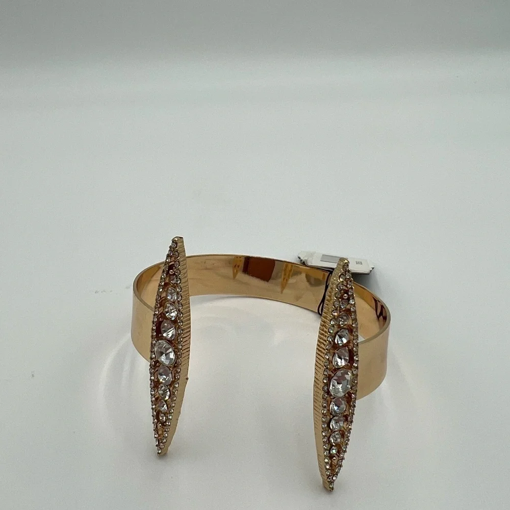 Gennaro Open Cuff Bracelet Gold Tone with Rhinestone